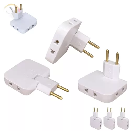 Pack 3 Ladrón Enchufe Plano múltiple de Pared de 3 Tomas con Cabezal Giratorio 180º