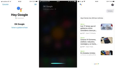 Siri に「OK Google」と言うと、自動的に Google アシスタントが起動します。