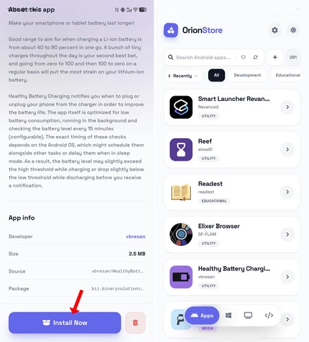 Descarga e instalación de APKs con dos toques