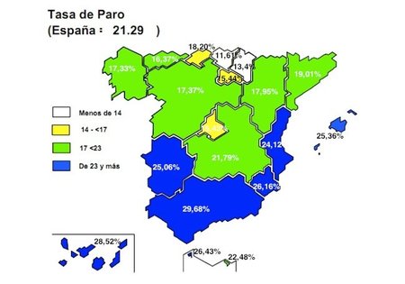 Andalucía: 29,68% de paro, no hay palabras...(mapa autonómico)