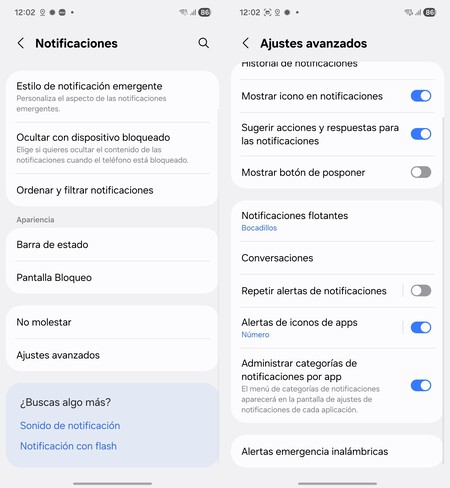 Ajustes avanzados