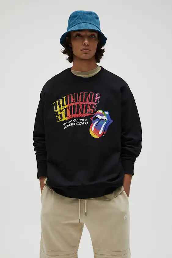 Sudadera negra con estampado de Rolling Stones