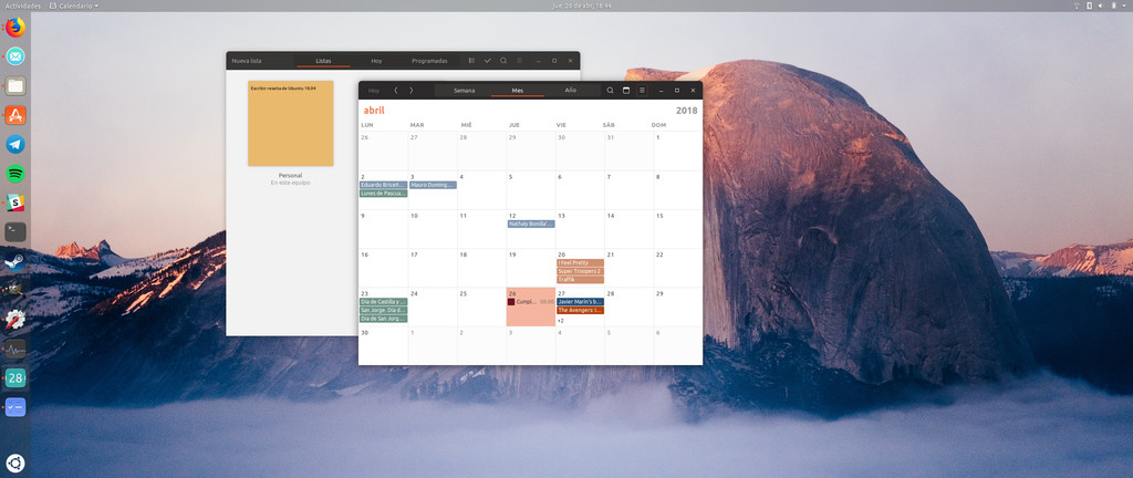 App Tareas Ubuntu Calendario