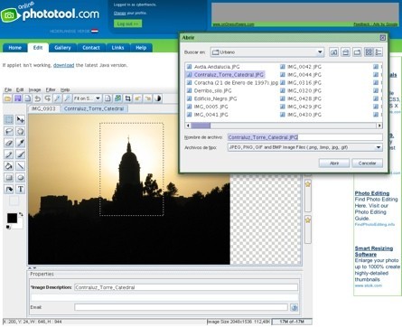 Online Phototool, editor online de imágenes desarrollado en java