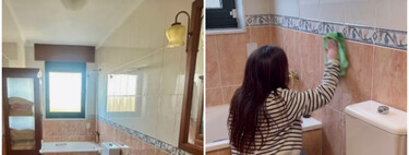 La increíble reforma sin obras de este baño anclado en el tiempo solo con dos materiales: no parece el mismo