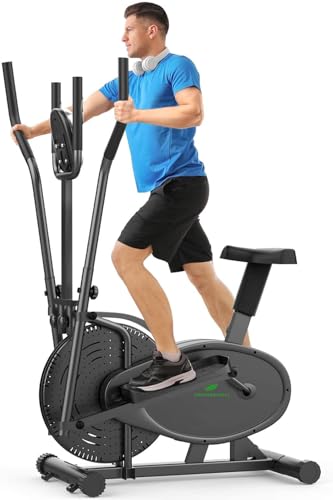 Neezee Entrenador de Cruz elíptica, máquina Cruzada Mejorada con Monitor LCD – 2 en 1 máquina de Entrenamiento de Bicicleta de Ejercicio Peso máximo 120 kg, con Resistencia magnética Ajustable