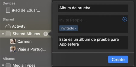 compartir album fotos iCloud