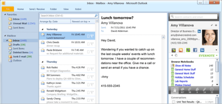 Xobni añade integración con Evernote