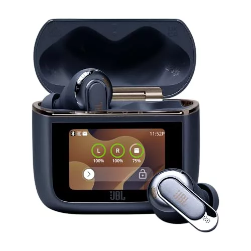 JBL Tour Pro 3, auriculares Bluetooth inalámbricos con funda de carga inteligente, batería de 40 horas de duración, cancelación de ruido adaptativa real 2.0 y sonido JBL Spatial 360 con seguimiento de