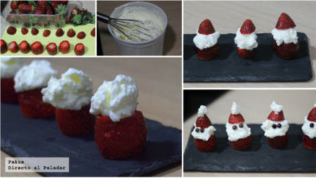Paso a paso Santa Claus fresas con nata