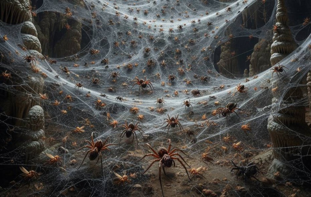 La telaraña más grande del mundo ha sido descubierta por unos científicos. Está en una cueva y tiene cientos de miles de arañas 