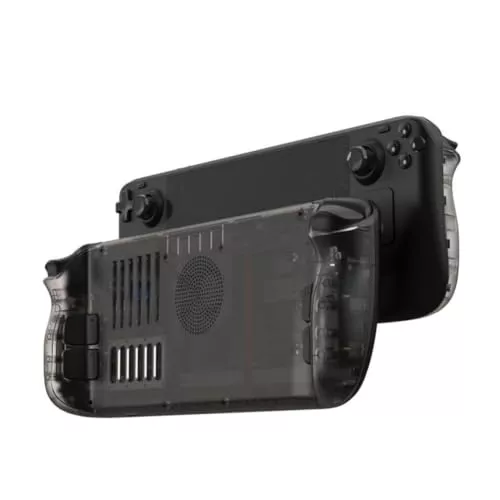 Hzxkqmil Carcasa de Placa Trasera Faceplates para Steam Deck/Steam Deck OLED Consola, Carcasa de Repuesto Claro DIY Panel Personalizado con Ventilación, Negro Transparente