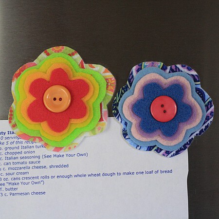 Layered Felt Flower Magnets 2