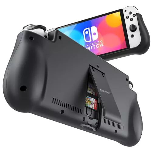 NEWDERY Cover Batería para Nintendo Switch, 10000mAh Funda Cargador Portatil Batería Externa Ultra Carcasa Batería con 2 Ranuras para Tarjetas, Recargable Power Bank Case para Nintendo Switch