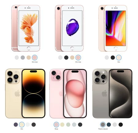 さまざまなiPhoneモデルのカラーパレット