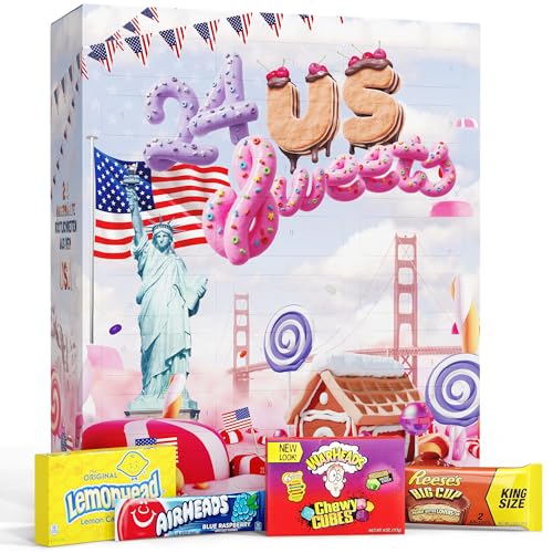 [ Boxiland ] US Candy Advent Calendar 2023 I 24 Dulces Originales de América I Dulces Americanos Calendario de Adviento USA 2023