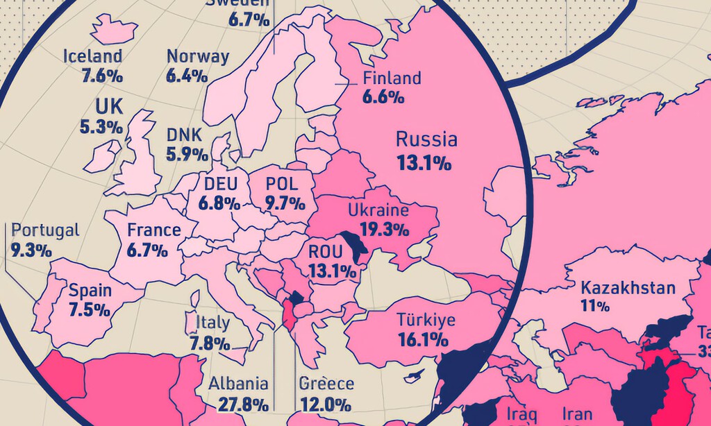 El tamaño de la economía sumergida de todos los países del mundo, expuesto en este revelador mapa