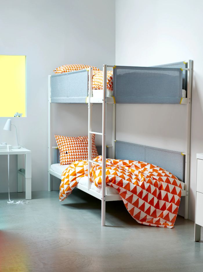 Estructura de litera, blanco/gris claro90x200 cm
