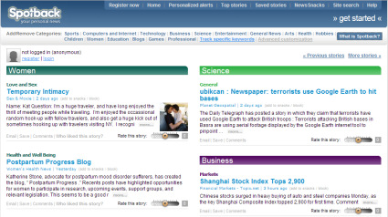 Spotback, contenidos agregados on-line