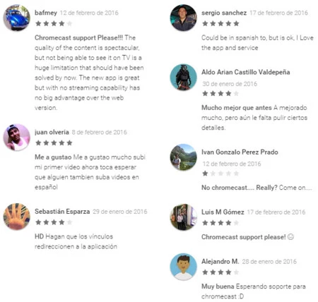 Google Play での主な不満: Chromecast の欠如