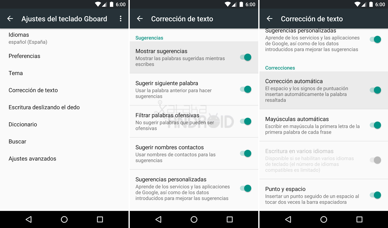 Cómo eliminar el autocorrector y las sugerencias del teclado en Android 1366_2000