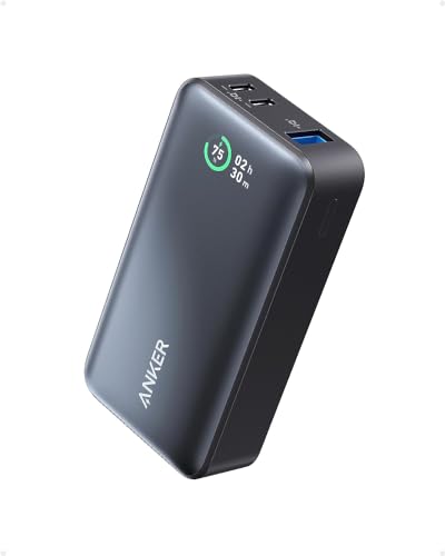 Anker Power Bank, 533 (PowerCore 30W) con Salida PD 30W MAX, Cargador portátil Power IQ 3.0, batería de 10.000mAh para iPhone Serie 16/15/14/13, MacBook, DELL, Microsoft Surface, iPad y más.(Negro)