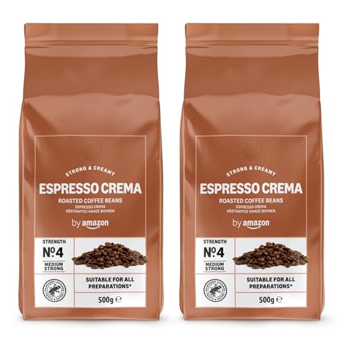 by Amazon - Café en grano Natural Espresso crema, tueste claro,- Certificado Rainforest Alliance, 500 g (Paquete de 2)