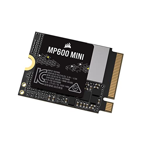 Corsair MP600 Mini 1TB M.2 NVMe PCIe x4 Gen4 2 SSD - M.2 2230 - hasta 4.800MB/seg Lectura Secuencial - NAND 3D TLC de Alta Densidad - Ideal para Steam Deck y Microsoft Surface - Negro