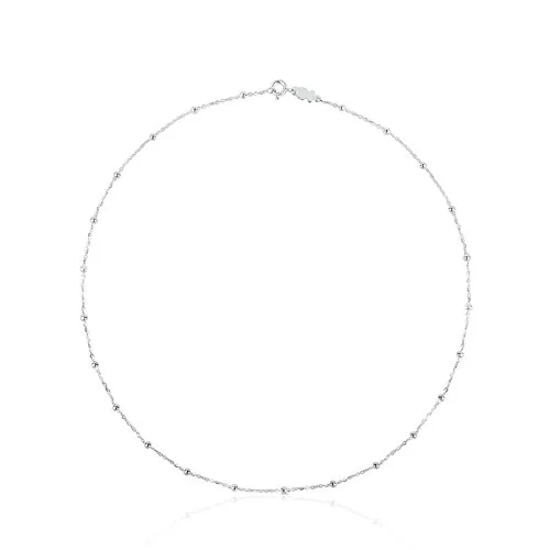 TOUS Gargantilla de Plata de Primera Ley para Mujer con Bolas Intercaladas,Versátil e atemporal, Colección CHAIN