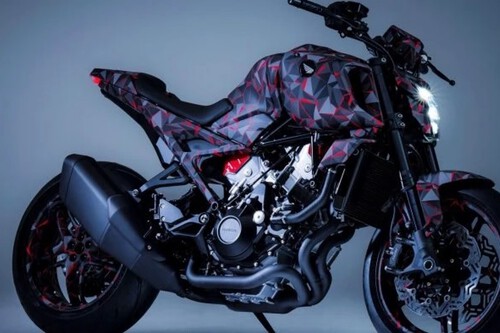 Pela primeira vez, a Honda apresenta a V3R 900 E-Compressor, uma motocicleta equipada com um motor V3 alimentado por um compressor mecânico controlado eletronicamente. © Honda