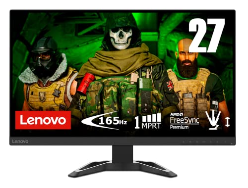 Lenovo G27-30 - Monitor Gaming 27" FHD con EyeSafe (VA, 165Hz, 1ms, HDMI, DP, Cable DP, FreeSyn Premiumc, 99% sRGB, HDR Decoding, Altavoces) Ajuste de inclinación - Negro