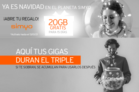 Simyo regala 20 GB para canjear en navidad