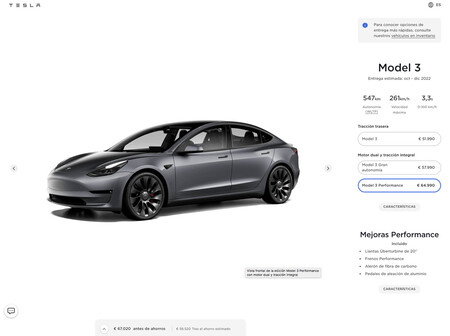 Precio Tesla Model 3 Performance