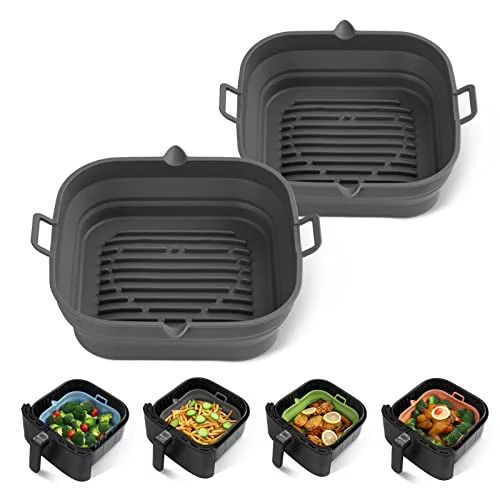 [2 Piezas] Loveuing Moldes Silicona Freidora de Aire - Bandeja Air Fryer Plegable Reutilizable