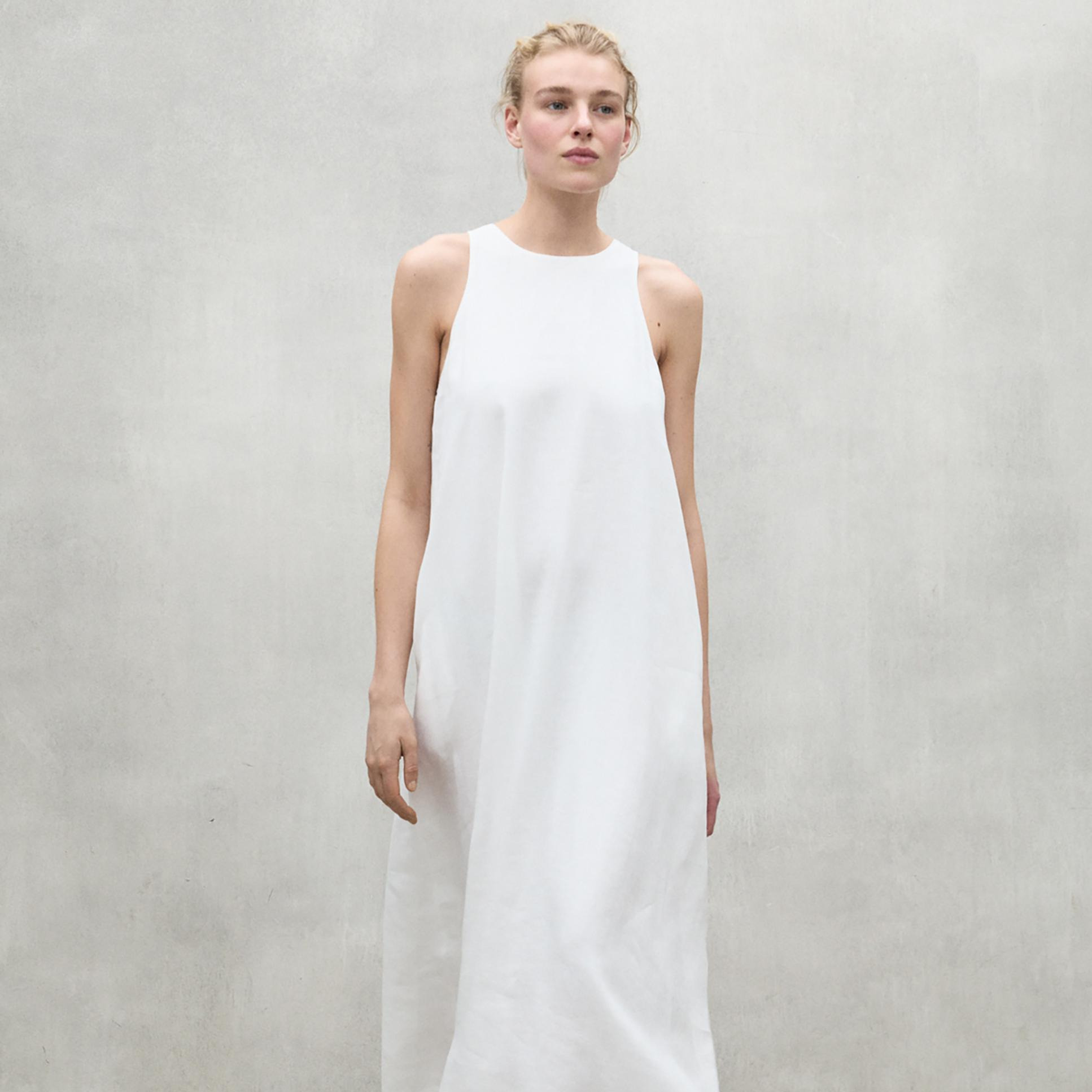 Vestido largo sin mangas de lino Blanco Ecoalf