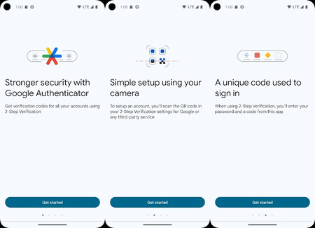 Capturas de pantalla promocionales de Google Authenticator