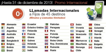 Hits Mobile simplifica sus tarifas y regala minutos internacionales durante 2013