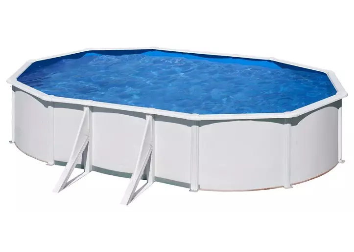Piscina desmontable de acero blanco ovalada GRE 6,10 x 3,75 x 1,20 m