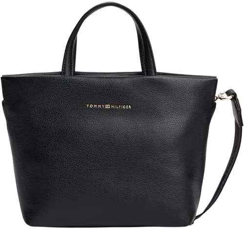 Tommy Hilfiger TH Logotape Mini Tote Aw0aw17694, Bolsa de Mano para Mujer, Black (Black), One Size