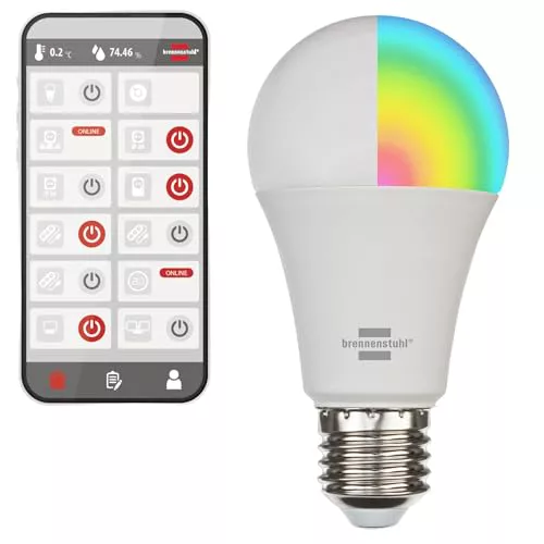 Brennenstuhl Connect Bombilla LED WiFi SB 800 E27 (compatible con Alexa y Google Assistant, no requiere hub, Bombilla inteligente 2,4 GHz con app gratuita, 810lm, 9W)