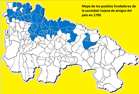 Mapa De Los Pueblos Fundadores De La Real Sociedad Economica De La Rioja En El Ano1790