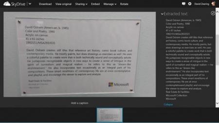 SkyDrive ya tiene funcionalidad OCR, lee el texto de tus fotos