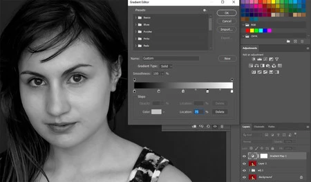 cómo usar el gradient map en photoshop