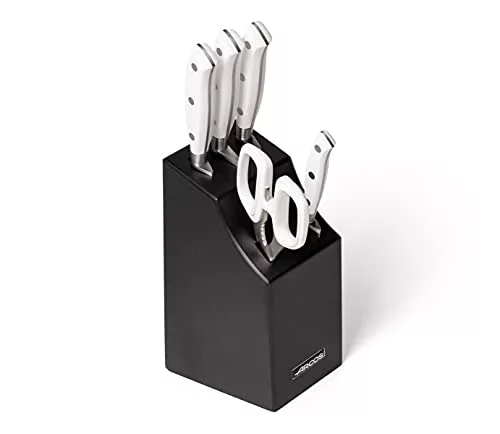 Arcos Set Cuchillos Forjados 5 piezas - Acero Inoxidable y Hoja mm. 3500 gr. Mango ergonómico Polioximetileno POM. Serie Riviera 