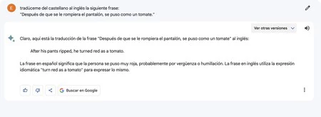 Bard がテキストを翻訳し、フレーズの文脈を説明する方法の例