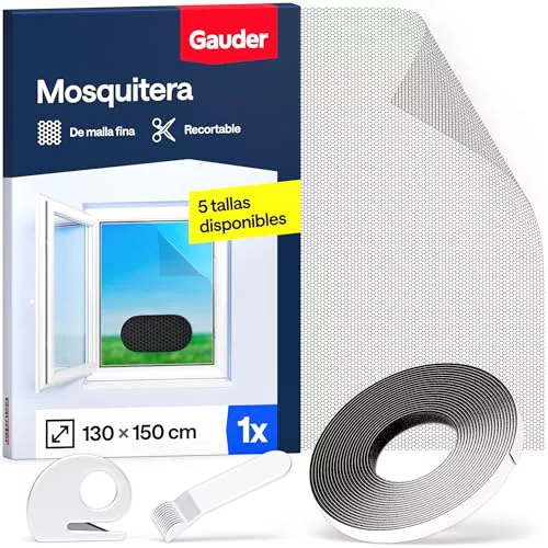 GAUDER Mosquitera para Ventana - Red Anti-Insectos con Cierre de Gancho y Bucle - Protección Adhesiva contra Mosquitos - Malla Autoadhesiva (130 x 150 cm - Negra)