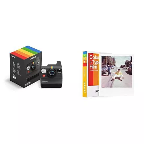 Polaroid - Now Gen3 - Fotocamera istantánea + Color Film 8 películas - Negro, Cámara Instantanea + Color Films (8 Hojas)