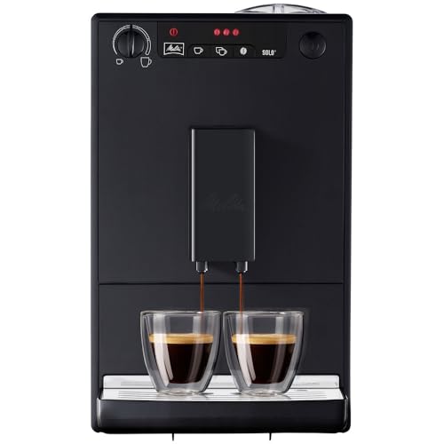 Melitta, Solo E950-222, Cafetera Superautomática con Molinillo, 15 Bares, Café en Grano para Espresso, Limpieza Automática, Personalizable, Pure Black