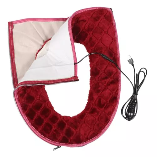 Amosfun Tapa De Inodoro Eléctrica con Calefacción USB Cojín Lavable Diseño De Rejilla