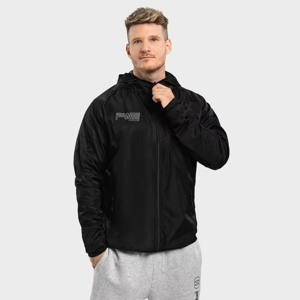Chaqueta cortavientos hombre fitness PWE Record SIROKO Negro
